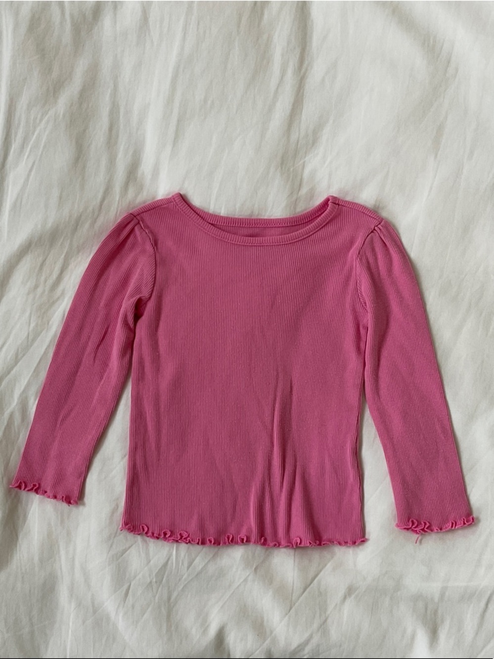 Garanimals Pink Ribbed Long-Sleeve Top with Lettuce Hem